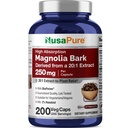 NusaPure Magnolia Bark 20:1 Extracto, 250 mg Equivalente a 5.000 mg 200 cápsulas vegetarianas no GMO