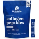 Péptidos de Collagen Premium Powder, 30 Sticks Travel Packets (Tipo I, III), Pólvora Proteína de Collagen Desflavorada para ir, Péptidos de Collagen Hidrolyzed para Junta de Pelo de Piel, 10g por Serving, Paleo & Keto