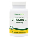 Natures Plus Vitamina C - 1000 mg Ácido Ascórbico, 90 cápsulas vegetarianas - Suplemento de soporte Vascular e Inmuno de alta potencia, Antioxidante - libre de maíz, libre de gluten - 90 piezas