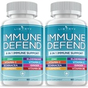 8 en 1 Apoyo de Defensa Inmune, Vitaminas Inmunitarias Suplemento Booster con zinc 50mg, vitamina C Elderberry Vit D3 5000 UI, Turmérica Curcumin &amp; Ginger, Echinacea - Alivio de Alergia para Adultos Niños (2 Pack)