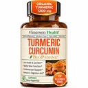 Suplemento de la Curcumina Turmérica - 1200 mg Tormérica Orgánica + Extracto Tumérico (95% Curcuminoides) para el Soporte Conjunto " Salud Digestiva - Suplemento Turmérico - Curcumina Pura con Pepper Negro - 60 cápsulas