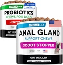 Probióticos + Anal Gland Support Dogs Bundle - Enzimas digestivas " Prebióticos - Alergia, Diarrea, Estreñimiento " Tratamiento escocés - Suplemento de fibra para la digestión, Gut Health " Immunity - Made in USA