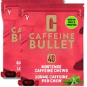 Caffeine Bullet Mint Energy Chews *80 – Faster Boost Than Gels, Tablets and Gum. 100mg por Serving - Sport Science for Running, Cycling, Gaming & Pre Workout Endurance Kick.