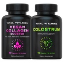 Vital Vitaminas Vegan Collagen Booster Capsules + Colostrum Capsules Suplemento