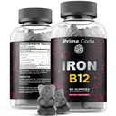Vitamina B12 Gummies para Hombres, 20 mg Suplemento de Hierro para Adultos, Constructor de Sangre Libre para Anemia, Vitamina B12 Gummies con Sabor de Fresa Natural de Hierro, Vegan, No GMO, 30 Day Supply