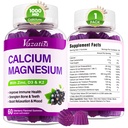 Calcio Magnesio Zinc Gummies con vitamina D3 y K2, Gran Absorción Magnesio Glycinate Potasio para Immune y Muscles, Vegan Elderberry Flavor 60 Gummies