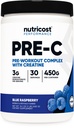 Nutricost Pre-C Pre-Workout Complex with Creatine (Blue Rasberry TEN 30 Servings) Powder - Boost Fintess Routines, 450g