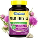 Leche Thistle, Concentrated Seed Extract, 80% Silymarin, Liver Support Cleanse Detox, Fatty Liver Supplements, Non-GMO, No Gluten & Soy, 90 Veggie Caps, 3 Month Supply