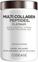Código Multi Collagen para Hombres Biotina 10000mcg Keratina, Pólvora Proteína Vitamina C B6 D3, Ácido Hialurónico, Niacina - Crema de Café Collagen Hidrolyzed 5 Tipos - Desflavorado - No GMO - 11.5oz