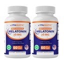 Vitamatic 2-Pack High Potency Melatonin 20 mg – 60 Fast Dissolve Tablets Total Fast-Acting Sleep Support – Natural Berry Flavor ¦ Vegetarian