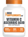BulkSupplements.com Cápsulas de ácido ascórbico - Vitamina de ácido ascórbico C 1000mg, Suplemento de vitamina C - Vegan &amp; Gluten Gratis, 2 Cápsulas por ser, 360 Conde (Pack of 1)