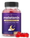 NutraChamps Melatonin Gummies for Adults, Extra Strength Sleep Aid Vitamins, 5mg o 10mg Dose, Vegan Natural Strawberry Flavor Suplemento para un mejor sueño, ciclos saludables del sueño, 60 Gummies