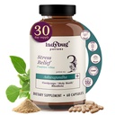 Píldoras ecológicas - 60 cápsulas Suplementos orgánicos de Ashwagandha para Mujeres y Hombres, Cápsulas de raíz de Ashwagandha con Cordyceps, Basil Santo & Rhodiola, Reducir el estrés, Boost Mood y Función Cognitiva