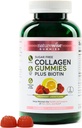 NatureWise Collagen Gummies - Gummies de colágeno hidrolizado sin azúcar - Tipo 1 & 3 Peptides for Women + Biotin, Vitamina C, E, & Zinc for Hair Skin and Nails Support - 180 Count[3-Month Supply]