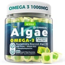 Vegan Omega-3 Gummies for Adults, Fish Oil Alternative from Algae Oil, Plant Based DHA 460mg &amp; EPA 230mg Plus MethylFolate, Vitamina B12, Phosphatidylserine, No Fishy Taste, Vegan, Sugar Free, 60 Cts