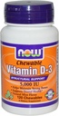 Ahora Alimentos Vitamina D-3, 5000 UI, Sabor de la menta120 Chewables