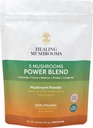 5 Mushrooms Power Bland, Organic Powder con Lions Mane, Reishi, Cordyceps, Turquía Tail, Chaga. 100 gramos
