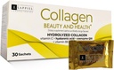 Péptidos de colágeno hidrolizado 30 paquetes de polvo con vitamina C (1000 mg) & ácido hialurónico, que soporta el cabello, la piel, las uñas " juntas, sabor a naranja, 30 piezas