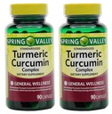 Spring Valley Stndr Turmeric Curcumin Complejo Suplemento dietético cápsulas, 500 mg, 90 Conde Bottle, 2 Pack