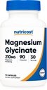 Nutricost Magnesium Glycinate Capsules (90 Capsules, 210 mg Por Serving) - Magnesium Glycinate Supplement for Gentle Absorption