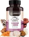 Potencia 15 Mushroom Blend Capsules Suplemento (90) Silencio High Strength Extract Complejo Silencio Con Lions Mane, Turquía Tail, Cordyceps, Reishi, Chaga & Tremella ← 20% Beta-D Glucans  durable Immunity &amp; Vitality Support