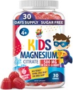 Gummies de Magnesio Libre de Azúcar para Niños &amp; Adolescentes - 500mg Citrato de Magnesio Calma - Magnesio Chewable Gummy Suplemento para el sueño, Mood &amp; Muscle Support - 30 días de suministro