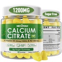 Calcium Citrate Gummies 1200mg con vitamina D3 K2, suplementos de calcio Chewable para hombres y mujeres, soporte de alta potencia B0ne, Te*th, Strength &amp; Immune Health, Mango Flavor, Non-GMO, Sugar Free, 120 Cts