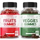 Suplemento de frutas y verduras (120 Gummies) - Premium Superfood Super Green &amp; Fruit Gummies para adultos - Immunity Support for Men &amp; Women - Non GMO, Vegan Safe &amp; Made in USA
