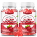softbear Calcio Magnesio Zinc Gummies para Adultos &amp; Niños, Suagr-Free Calcium Magnesium Zinc D3 Suplemento para Bone Strength & Immune Health, Raspberry Flavor 120 Conde