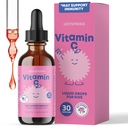 JoySpring Vitamina C y Zinc para niños, Elderberry Liquid Supplement ← Alcohol-Free Toddler Vitamina C TEN 2+ Años TENIDO (2 fl oz) 30 Servimientos