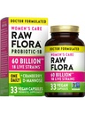 Probióticos de Mujeres de Flora cruda TEN Dr. Formulado 60 Billones CFU + Prebióticos TENIDO Digestivo, Vaginal &amp; Urinary Support ANTE 33 Capsules Vegan con Arándano &amp; D-Mannose