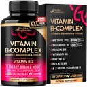 Complejo de vitamina B para hombres y mujeres - Hecho en EE.UU. - B-Complejo: B1, B2, B3, B5, B7, B8, B9, B12 con vitamina C, Choline, Inositol - Energy, Brain &amp; Heart Support Suplemento, 120 cápsulas Vegan