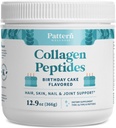 Pattern Wellness Collagen Peptides Powder (Type I " III) - Pelo, uñas, piel y salud conjunta - Grass Fed " Pasture Raised - Hydrolyzed Collagen, Non-GMO, Dairy Free, " Keto - Cake de cumpleaños (13 Oz)