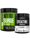 Gato Fábrica NITROSURGE Pre Workout Suplemento (Ártico Blanco) Creatina Monohydrate Powder 150g (Sin sabor) para el crecimiento muscular, aumento de fuerza, energía mejorada