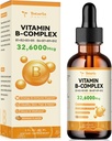 Complejo de vitamina B líquido con vitamina B1 Thiamine, B2 Riboflavin, B3 Niacin, B5 Ácido pantoténico, B6 Piridoxina, B7 Botin, B9 Folic, B12 Metilcobalamina para la energía, inmunidad, piel, mood " Nerve