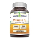 Fórmulas asombrosas Vitamina D3 en Aceite de Oliva 5000 Suplemento de la UI Silencio Softgels Silencio No Gluten-Free TEN Made in USA (1 Pack TEN 360 Count)