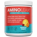 AminoLean Hidrating Electrolyte Powder and Recovery Drink with Sea Minerals, Nootropic Mushrooms, and Vegan Amino Acids, BCAAs + EAAs for Post Workout Muscle Building, Tropical Punch