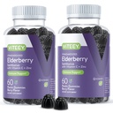 Viteey Sambucus Elderberry Gummies para adultos – Elderberry Vitamina C y Zinc Immunity Gummies - Vegan, Gluten-Free – 120 Condes