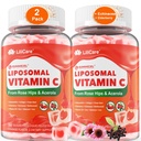 Liposomal Vitamina C 1000mg Gummies llenas para adultos &amp; niños 9+, 1660mg Blend w/Echinacea, Elderberry, D3, Zinc, Iron, Bioflavonoid, Astaxanthin, Natural Organic Chewable Vitamin C, Sugar Gratis, 2Pack
