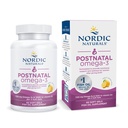 Naturales Nórdicos Postnatal Omega-3, Lemon - 60 geles suaves - 1120 Total Omega-3 + 1000 UI Vitamina D3 - Formulado para las nuevas madres; apoya el bienestar óptimo, el humor positivo, el metabolismo saludable - 30 servicios