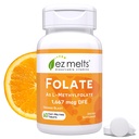 EZ Melts Dissolvable Folate 1,667 mcg, L-Methylfolate, Sugar-Free, Suministro de 2 meses - 1 Pack