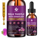 Suplemento de esteto de leche para la limpieza del hígado " Reparación, gotas de desintoxicación del hígado con cardo de leche orgánico, extracto de Artichoke, Dandelion, Turmeric y Vegan, No GMO, libre de gluten (2 Pack, 1 Fl Oz)