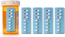 Take‐n‐Slide Peel and Stick Reusable for 12 + Refills, Pill/Medication/Vitamin/Pet Med Tracker & Reminder, Attach to Your Bottle, Organizer-Free, Curved‐Back (Blue, 5-Pack)