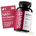 NAD+ Suplemento de la Mujer - NMN Alternativa con β-NAD+, Trans-Resveratrol, CoQ10, D-Ribose - Promueve la renovación celular, la energía y la salud de la piel radiante - 60 cápsulas avanzada