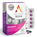 Suplemento activo de hierro 25 mg + multivitamínico para mujeres – Probado clínicamente para aumentar la energía " Reducir la resistencia – Hierro suave, no exigente + Multivitamina de mujeres – 30 cápsulas + 30 tabletas