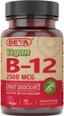 Deva Vitaminas Veganas B-12, Alta Potencia 2500 mcg B12, Dissolve rápido, sublingual, 90 Tabletas (Pack of 3)