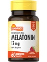 Sundance Melatonin 12mg ← 60 Fast Dissolve Tablets ← Natural Berry Flavor Ø Vegetarian, Non-GMO, y Gluten Free Supplement