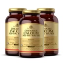 Calcio Chewable Solgar 500 mg - 120 Wafers, Pack of 3 - Promueve la Salud Musculoesquelética - No GMO, Vegan, Gluten, Wheat & Dairy Free, Kosher - 180 Total Servings