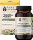 Su Regenesis Probiótica Flora – Probióticos no transgénicos con soya fermentada, Artichoke, " Chicory for Gut Wellness " Bowel Support – Prebióticos, Postbióticos, Enzimas Digestivas – Alquimia Viviente, 60 Pcs