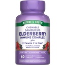 La verdad de la naturaleza Complejo de inmune de arándano TENIDO 60 Tabletas Chewable TENIDO Plus Vitamina C " Zinc TEN Mixed Berry ANTE Vegan, Non-GMO, " Gluten Free Supplement